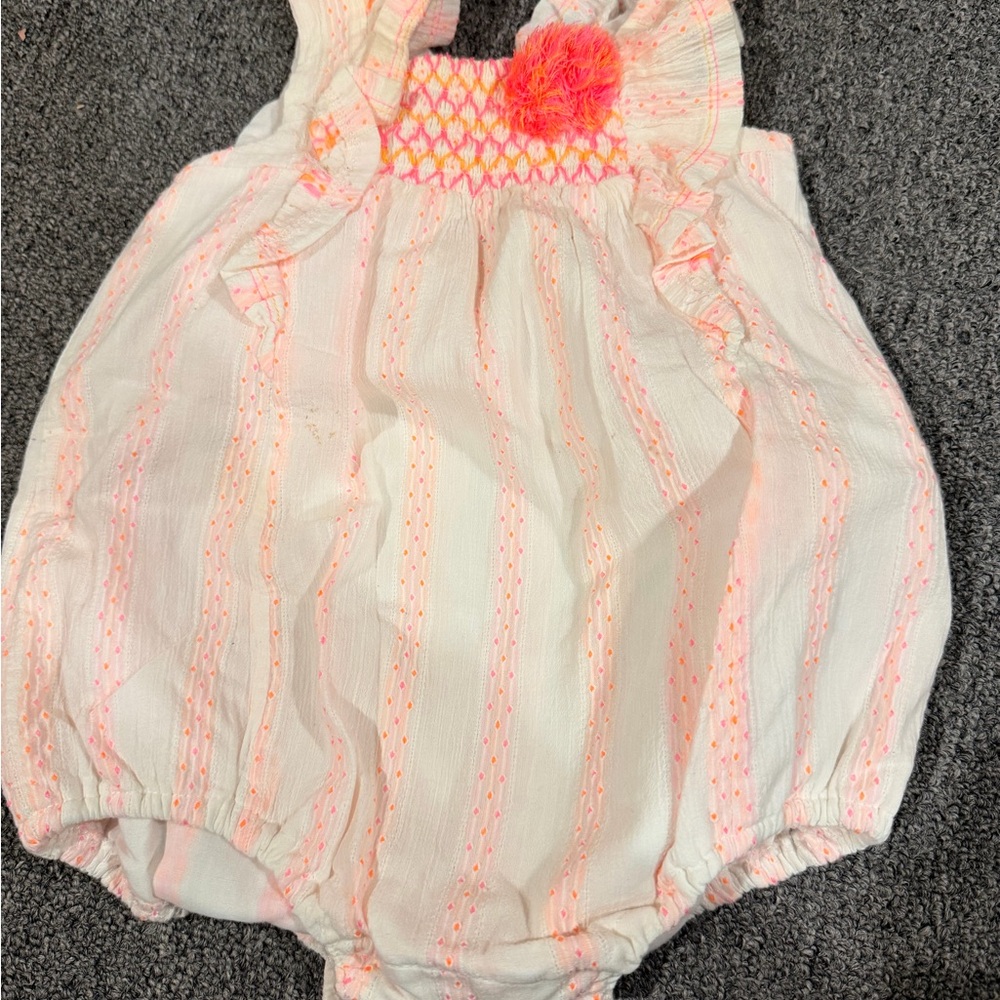 Catherine Malandrino Mini Romper in Pink and white